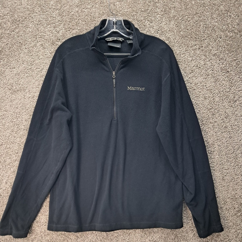 Marmot Mens Quarter Zip Fleece Pullover Black Large CC-431 Hiking Outdoor Layer